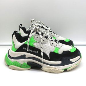 BALENCIAGA TRIPLE S SNEAKERS WHITE/BLACK/NEON GREEN SIZE 37